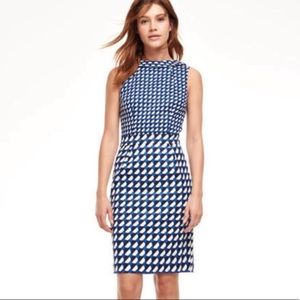 NEW Boden Martha Blue Printed Sheath Dress Size 4P